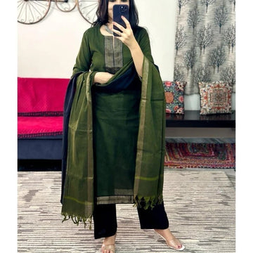 Pure Cotton Handloom Kurti Dupatta Set M
