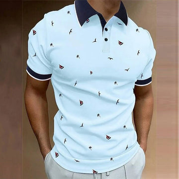 Polo Shirt Men's Breathable Casual Golf Clothes Men's Fashion Fast Drying Tennis Clothes Men's Fun Boat Printed Badminton Shirt PLWK1251502C5A6