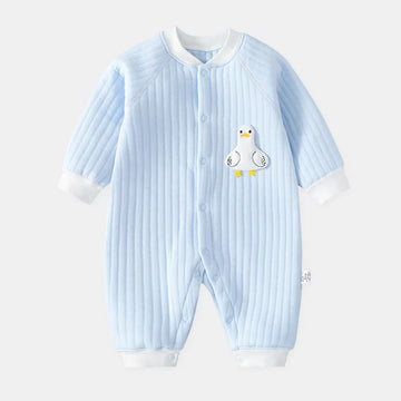 Baby Romper Made of 100% Cotton With Teddy Bear Motif Blue