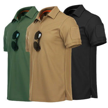 Polo Shirts Mens Tactical Military T-Shirt Breathable Army Combat Tshirt Hunting Camping Hiking Tops Tees Lapel Short Sleeve