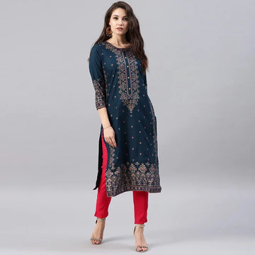 Women's Printed Rayon Kurta with Palazzos