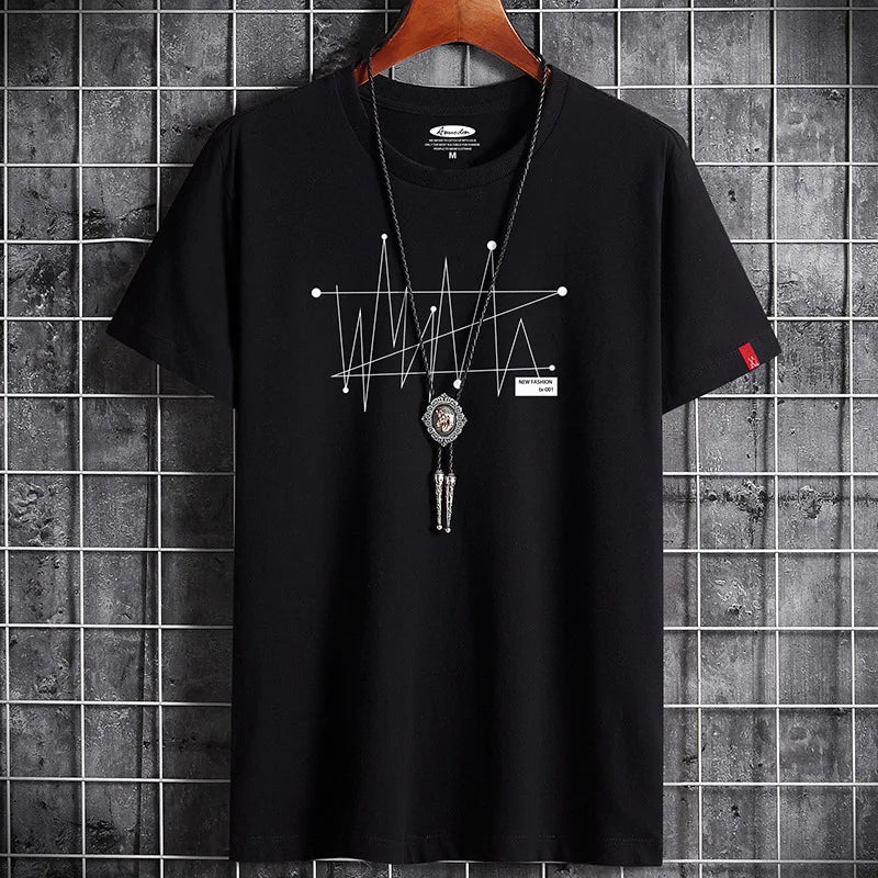 Manga S-6XL Oversize Men Loose Tee Tops 100% Cotton Fashion Goth Print Men's Short Sleeve T-shirt Summer New Male Casual Tshirt