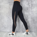 Mesh Spliced Leggings Women Seamless Tights with Pocket Pants High Waist Hip Lift Gym Trainning Running Elastic Slim Yoga Pants black