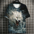 Cartoon Anime Cat Printed T Shirt For Men Japanese Tees Wolf T-Shirt Outdoor Hip Hop Tops Clothes Casual Loose Short Sleeve Tees C01-MY12828