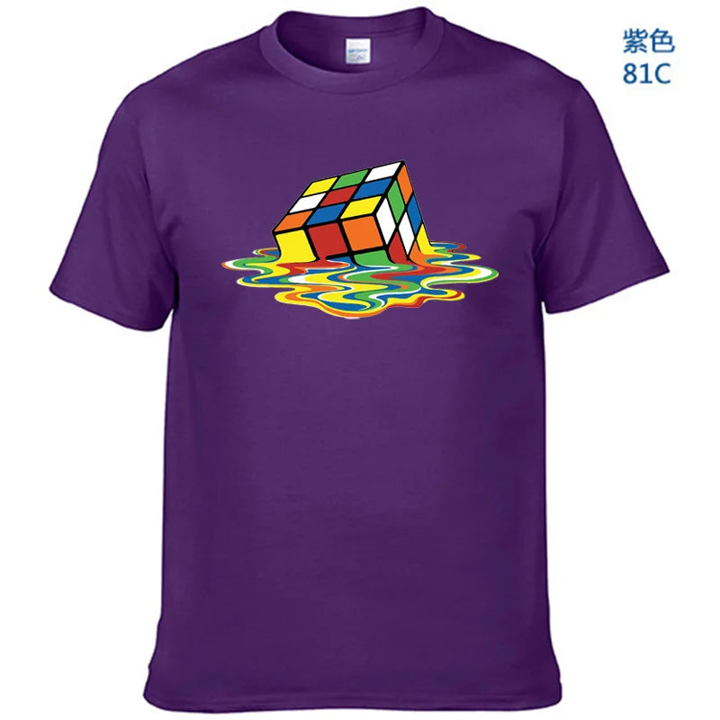 Summer Cotton T-Shirt Rubik's Cube Printing Funny Hipster Graphic Tee Shirt Top Unisex Man Short Sleeve Cool Tees J01ED7-banlan