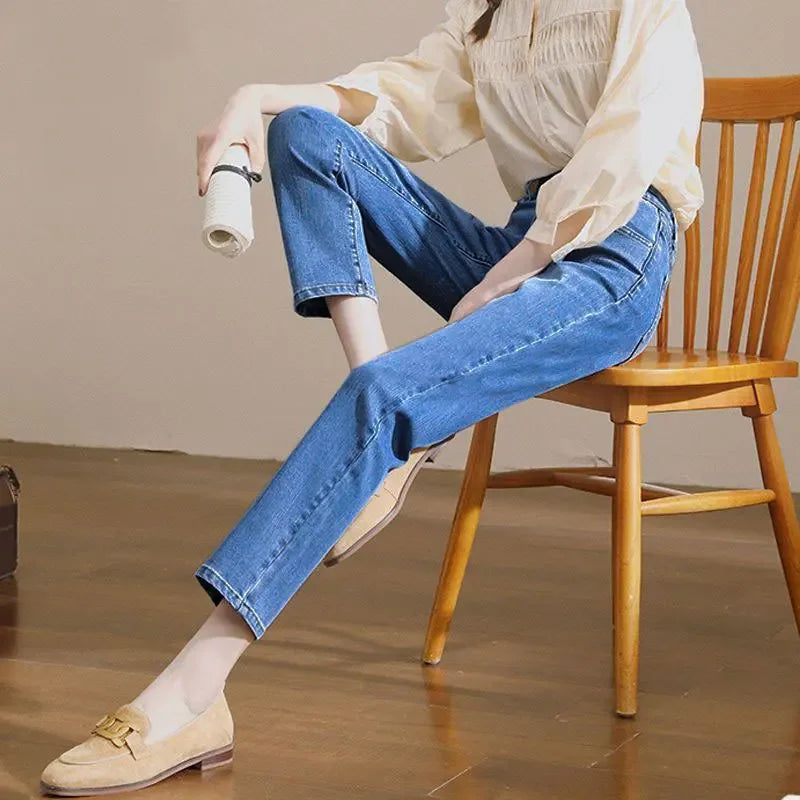 Vintage High-waisted Straight-leg Jeans For Women Slimming Comfortable Denim Pants