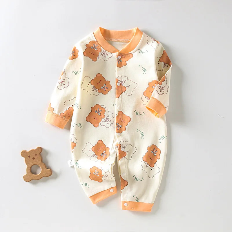 Pure Cotton Print Infant Long Sleeve Bodysuit Newborn Clothing Baby Home Wear New Toddler Boys Girls Cute Loose Pants Rompers p1