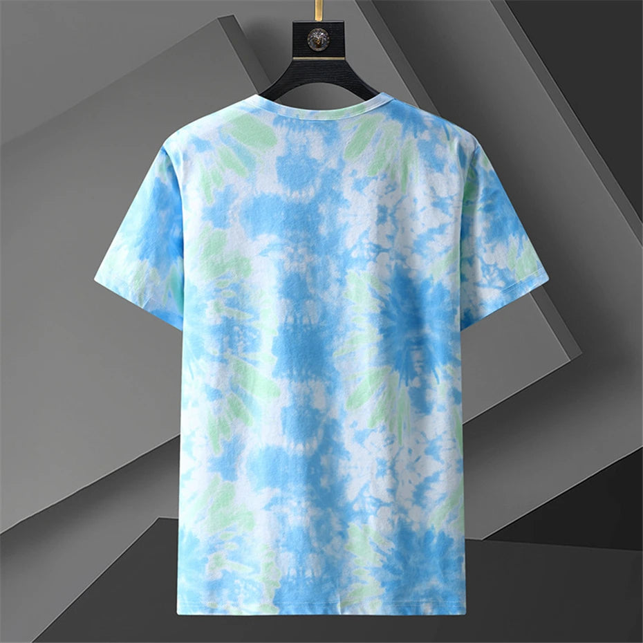 Tie Dyed T-shirt Men Summer Cool T Shirts Plus Size 10XL Fashion Casual Short Sleeve Tshirt Summer Tie-dye Tops Tees Male