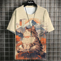 Cartoon Anime Cat Printed T Shirt For Men Japanese Tees Wolf T-Shirt Outdoor Hip Hop Tops Clothes Casual Loose Short Sleeve Tees C01-MY12829